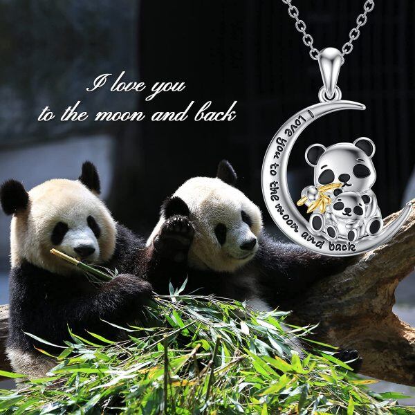 Sterling Silver I Love You to The Moon and Back Panda Necklace -1