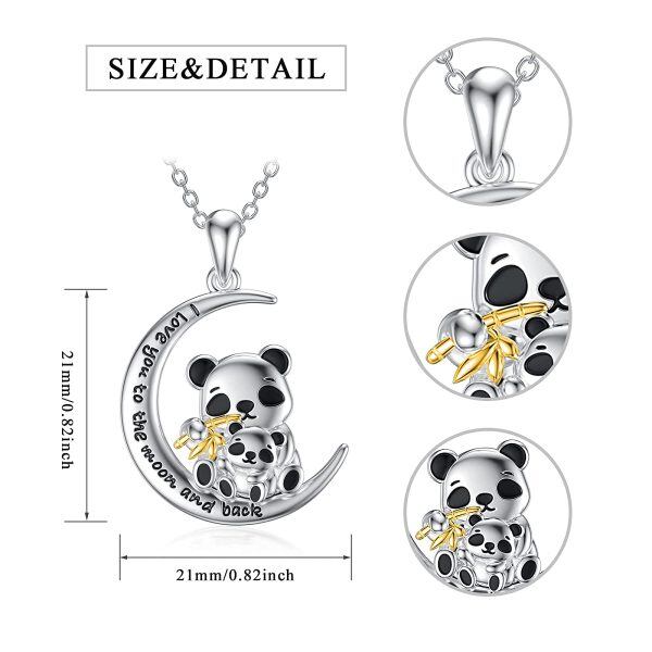 Sterling Silver I Love You to The Moon and Back Panda Necklace -3