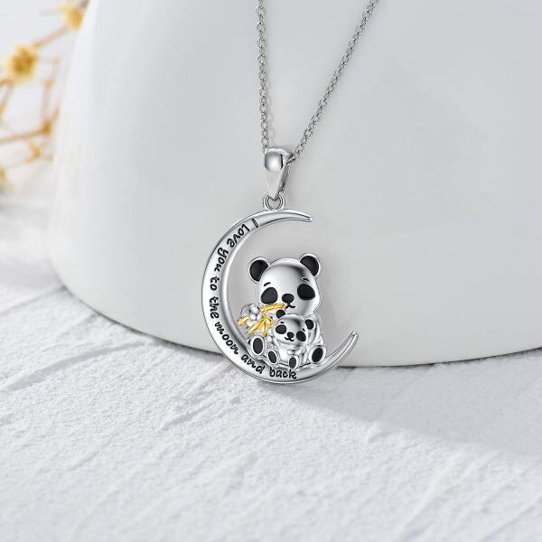 Sterling Silver I Love You to The Moon and Back Panda Necklace -4