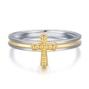 Sterling Silver Religious Faith Cross Ring -0