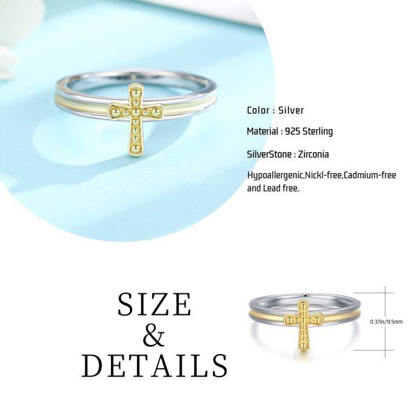 Sterling Silver Religious Faith Cross Ring -6