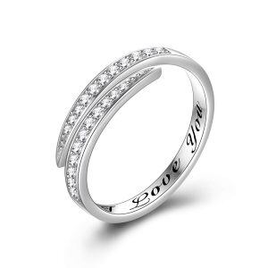 Sterling Silver Band Inspirational Ring -0