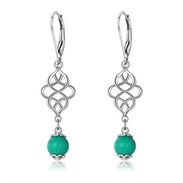 Sterling Silver Celtic Turquoise Earrings -0