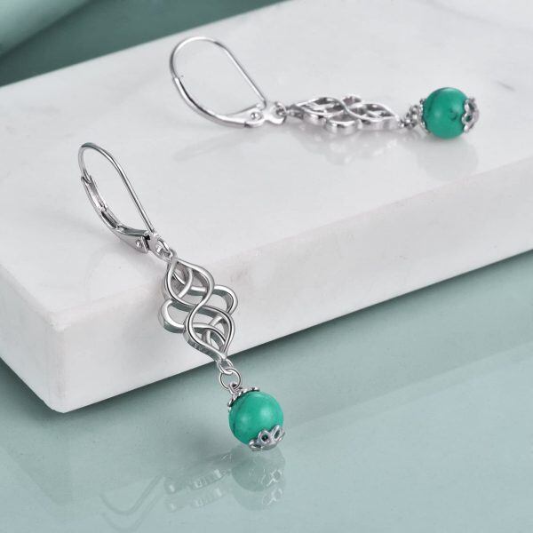 Sterling Silver Celtic Turquoise Earrings -1