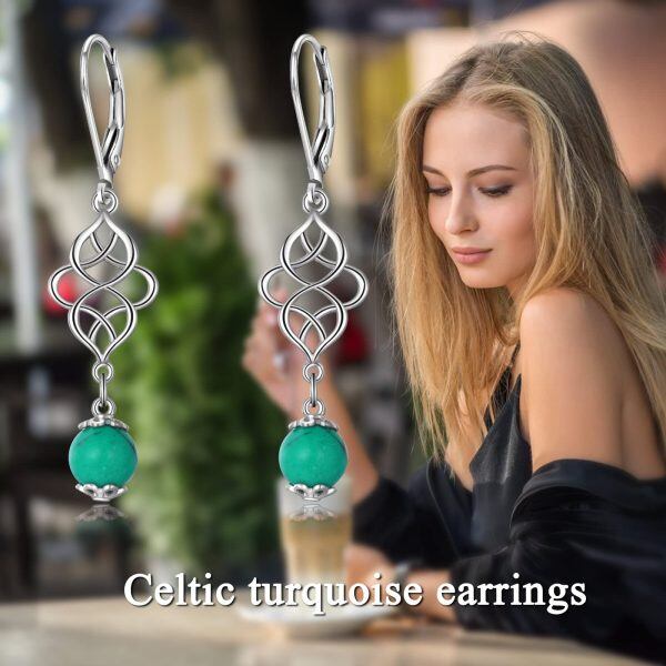 Sterling Silver Celtic Turquoise Earrings -4