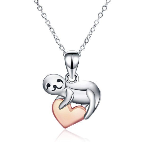 Sterling Silver Sloth Necklace-0