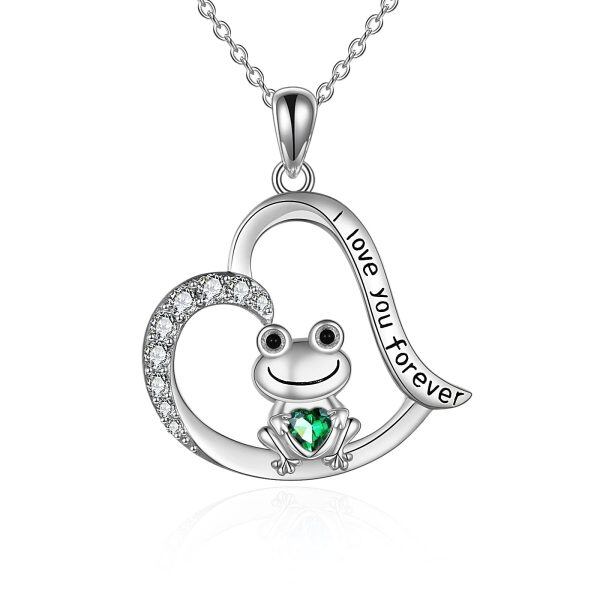 Sterling Silver Frog Heart Necklace-0