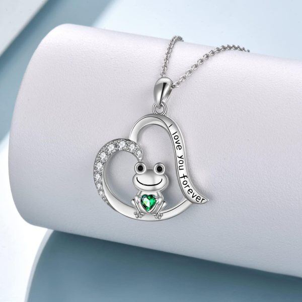 Sterling Silver Frog Heart Necklace-2