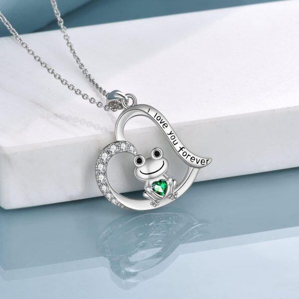 Sterling Silver Frog Heart Necklace-3