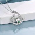 wholesale 925 Sterling Silver Green CZ Frog Heart Pendant Necklace for Women-0-3