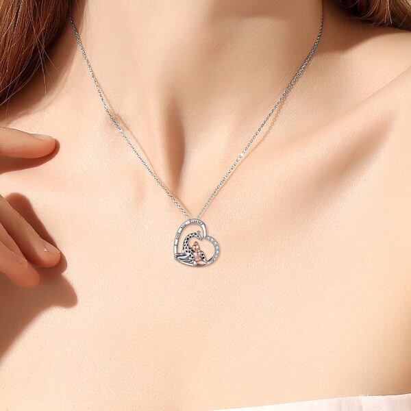 Sterling Silver Giraffe And Girl Necklace-1