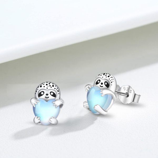 Sterling Silver Sloth Earrings-1