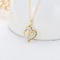 wholesale 14K Gold Wholesale I love you Double Heart Pendant Necklace for Women-0-3