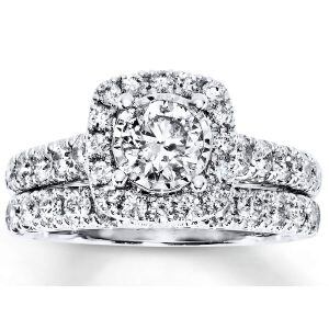 Sterling Silver Bridal Set Moissanite Rings-0