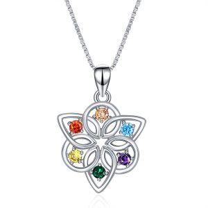 Sterling Silver Irish Celtic Knot with Birthstone Pendant Necklace-0