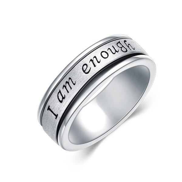 Sterling Silver I Am Enough Fidget Spinner Ring-0