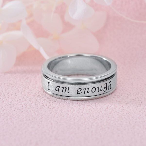 Sterling Silver I Am Enough Fidget Spinner Ring-3