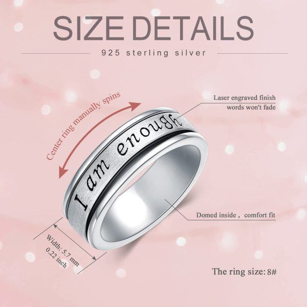 Sterling Silver I Am Enough Fidget Spinner Ring-5