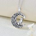 wholesale 925 Sterling Silver Crescent Moon & Dog Pet Memorial Keepsake Pendant with Chain and Funnel Set-0-2