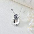wholesale 925 Sterling Silver Crescent Moon & Dog Pet Memorial Keepsake Pendant with Chain and Funnel Set-0-3