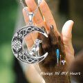 wholesale 925 Sterling Silver Crescent Moon & Dog Pet Memorial Keepsake Pendant with Chain and Funnel Set-0-4