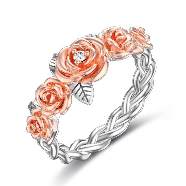 Sterling Sliver Rose Flower Ring -0