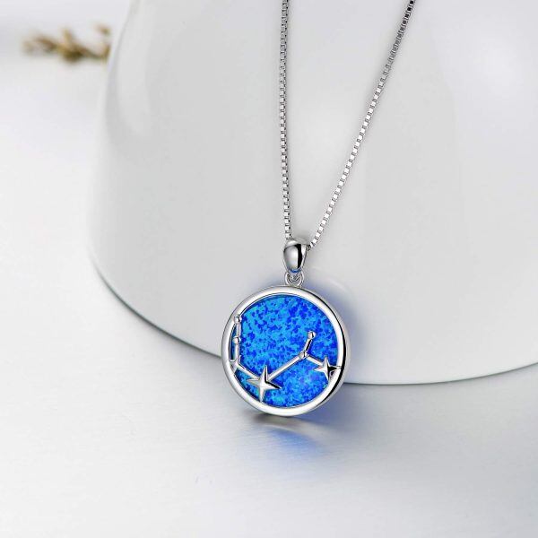 Sterling Silver Simulated Opal Necklace -1