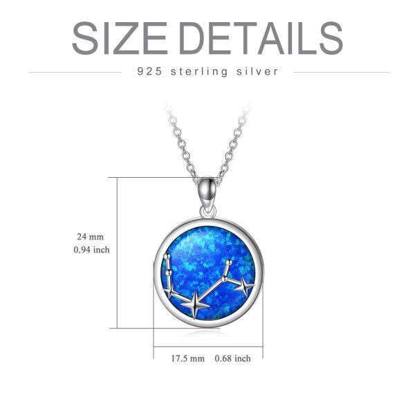 Sterling Silver Simulated Opal Necklace -3