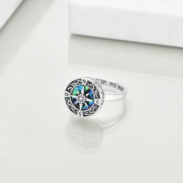 Sterling Silver Compass Urn Ring-2