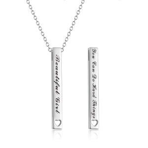 Sterling Silver Vertical Bar Necklace -0