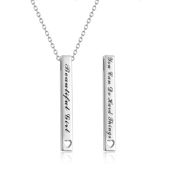 Sterling Silver Vertical Bar Necklace -0