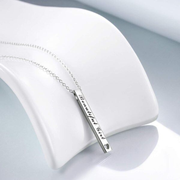 Sterling Silver Vertical Bar Necklace -2