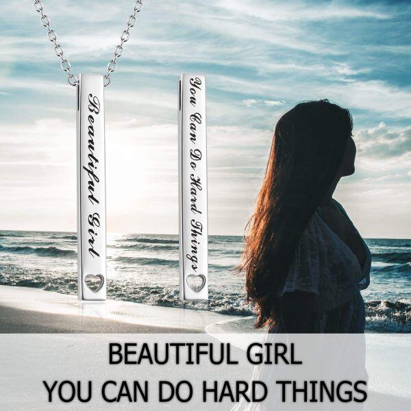 Sterling Silver Vertical Bar Necklace -4