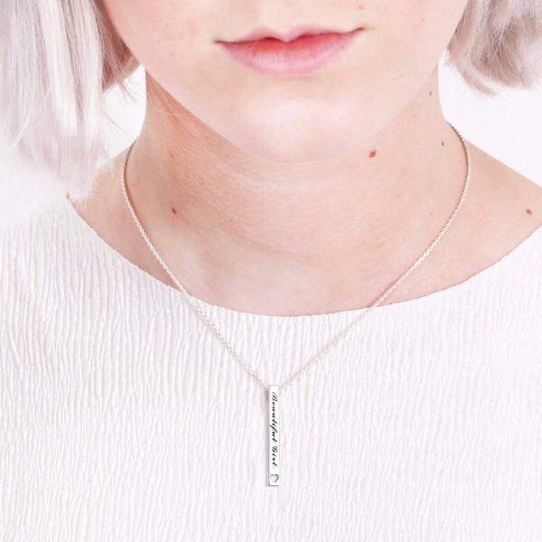 Sterling Silver Vertical Bar Necklace -5