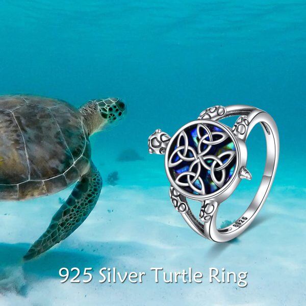 Sterling Silver Turtle with Abalone Shell Ring-5