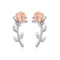 wholesale 925 Sterling Silver Rose Flower Stud Earrings - Elegant Floral Jewelry for Women-0-0