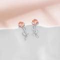 wholesale 925 Sterling Silver Rose Flower Stud Earrings - Elegant Floral Jewelry for Women-0-2