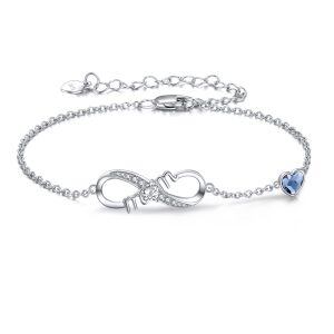 Sterling Silver Mom Infinity Heart Bracelets-0