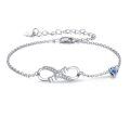wholesale 925 Sterling Silver Mother's Day Infinity Heart Charm Bracelet with Blue Crystal Stone for Women-0-0