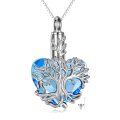 wholesale Sterling Silver Blue Crystal Tree of Life Urn Necklace for Ashes - Rhodium Plated-0-0
