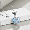 wholesale Sterling Silver Blue Crystal Tree of Life Urn Necklace for Ashes - Rhodium Plated-0-1