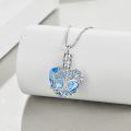 wholesale Sterling Silver Blue Crystal Tree of Life Urn Necklace for Ashes - Rhodium Plated-0-2