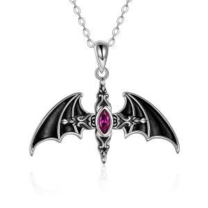 Sterling Silver Bat Necklace-0