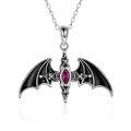 wholesale 925 Sterling Silver Red Crystal Bat Pendant Necklaces for Women Gothic s-0-0