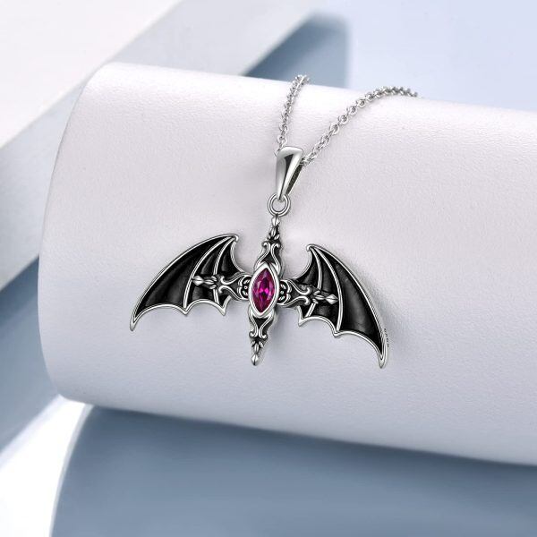 Sterling Silver Bat Necklace-1