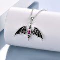 wholesale 925 Sterling Silver Red Crystal Bat Pendant Necklaces for Women Gothic s-0-1