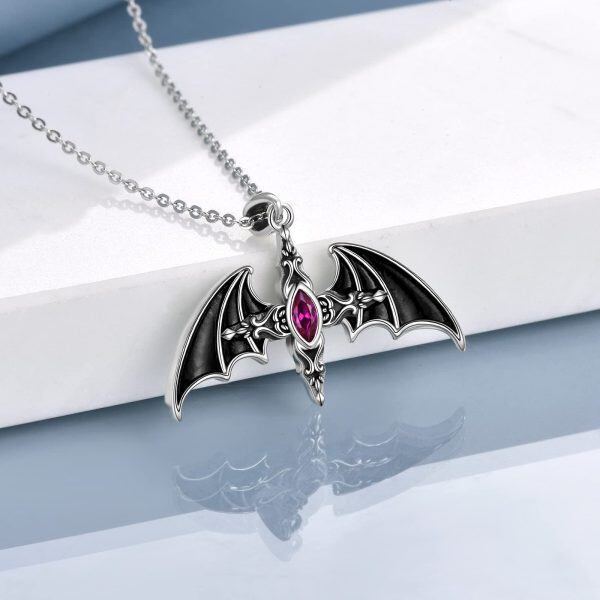 Sterling Silver Bat Necklace-2