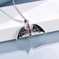 wholesale 925 Sterling Silver Red Crystal Bat Pendant Necklaces for Women Gothic s-0-2