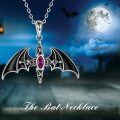 wholesale 925 Sterling Silver Red Crystal Bat Pendant Necklaces for Women Gothic s-0-4