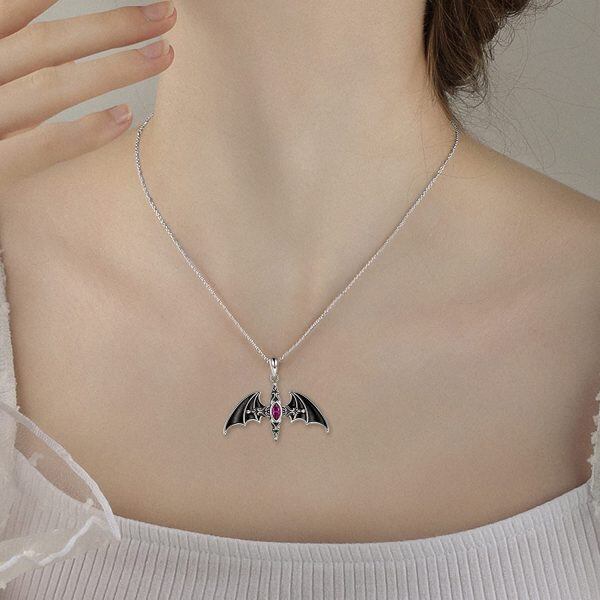 Sterling Silver Bat Necklace-5